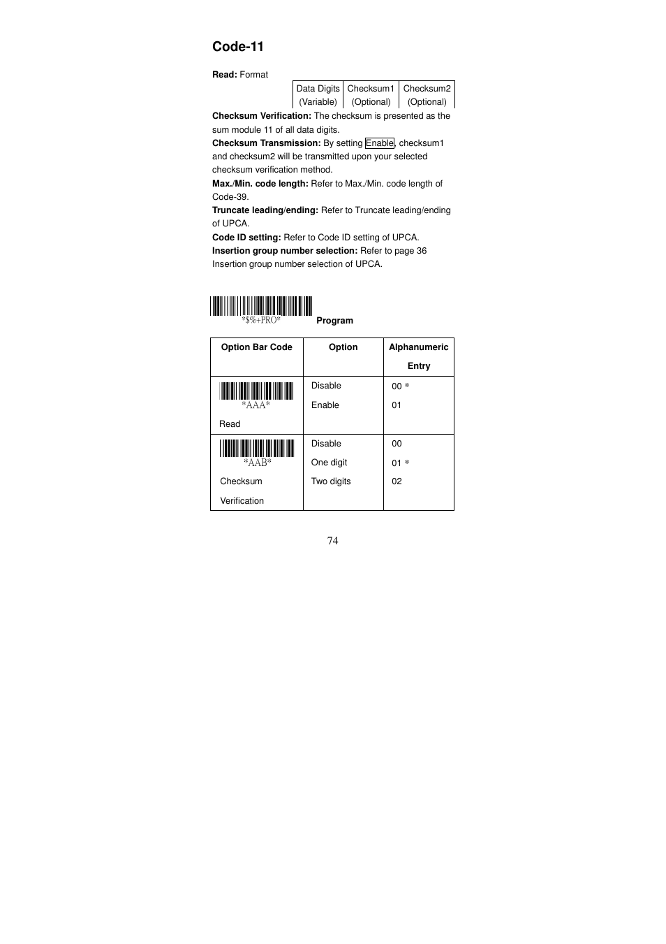 Code-11 | Argox AS Series User Manual | Page 79 / 123