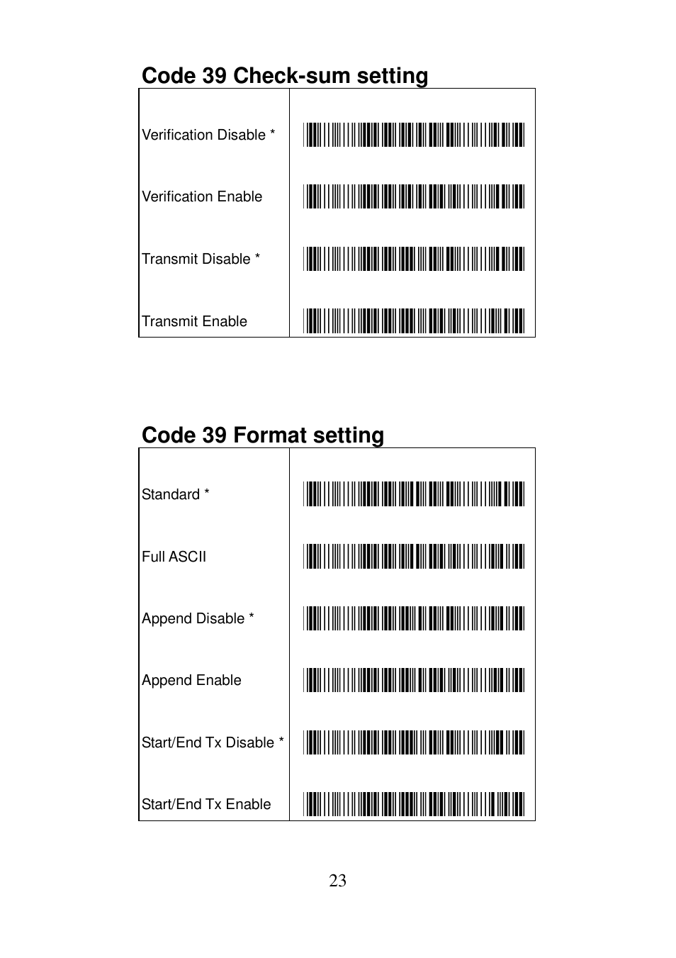 Code 39 check-sum setting, Code 39 format setting | Argox AS Series Quick Start User Manual | Page 26 / 33