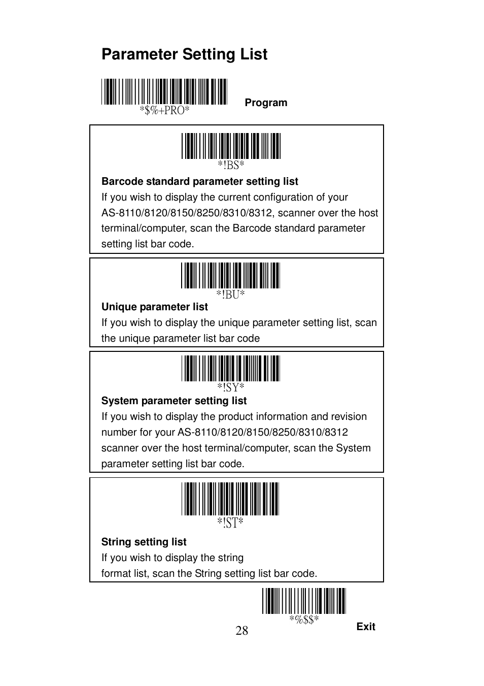 Parameter setting list | Argox AS Series Quick Start User Manual | Page 31 / 33