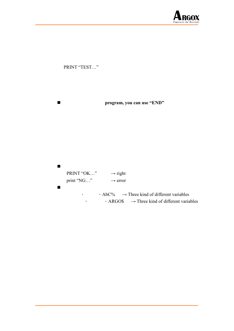 Exit program, Special notes, 7 exit program | Argox PA-20 Basic Programming Manual User Manual | Page 14 / 143