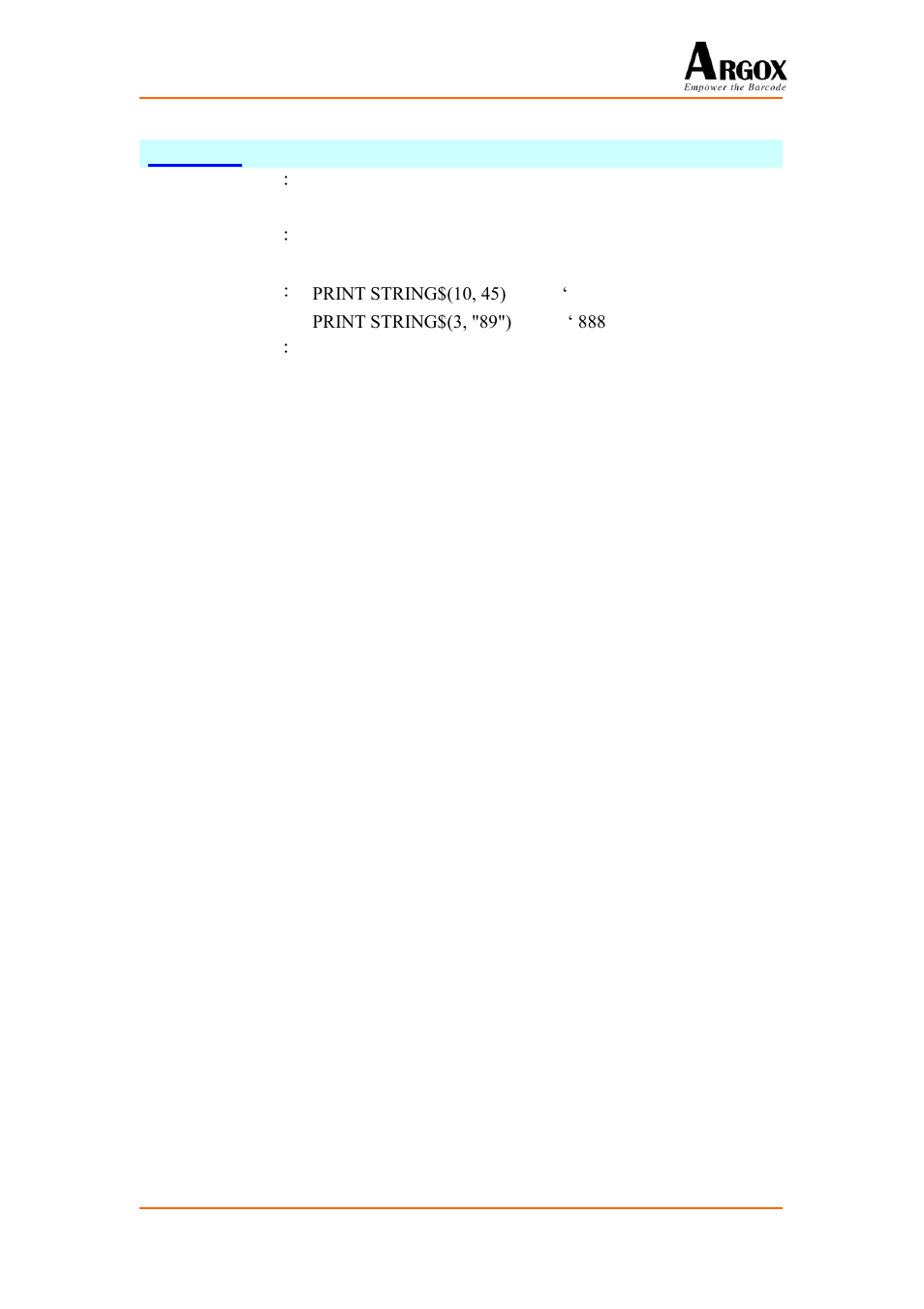 String | Argox PA-20 Basic Programming Manual User Manual | Page 29 / 143