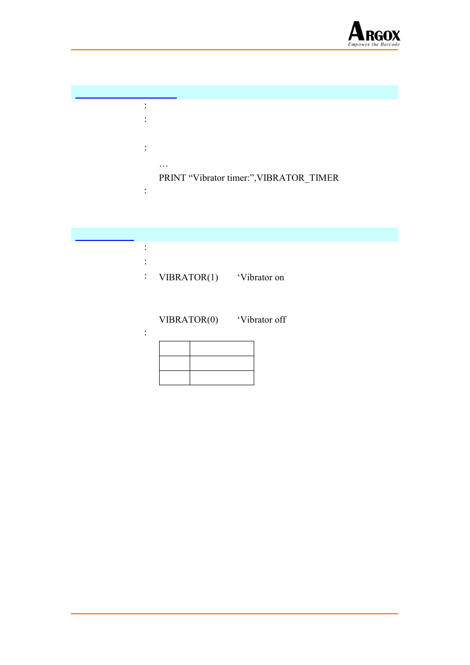 Vibrator commands, 16 vibrator commands | Argox PA-20 Basic Programming Manual User Manual | Page 88 / 143