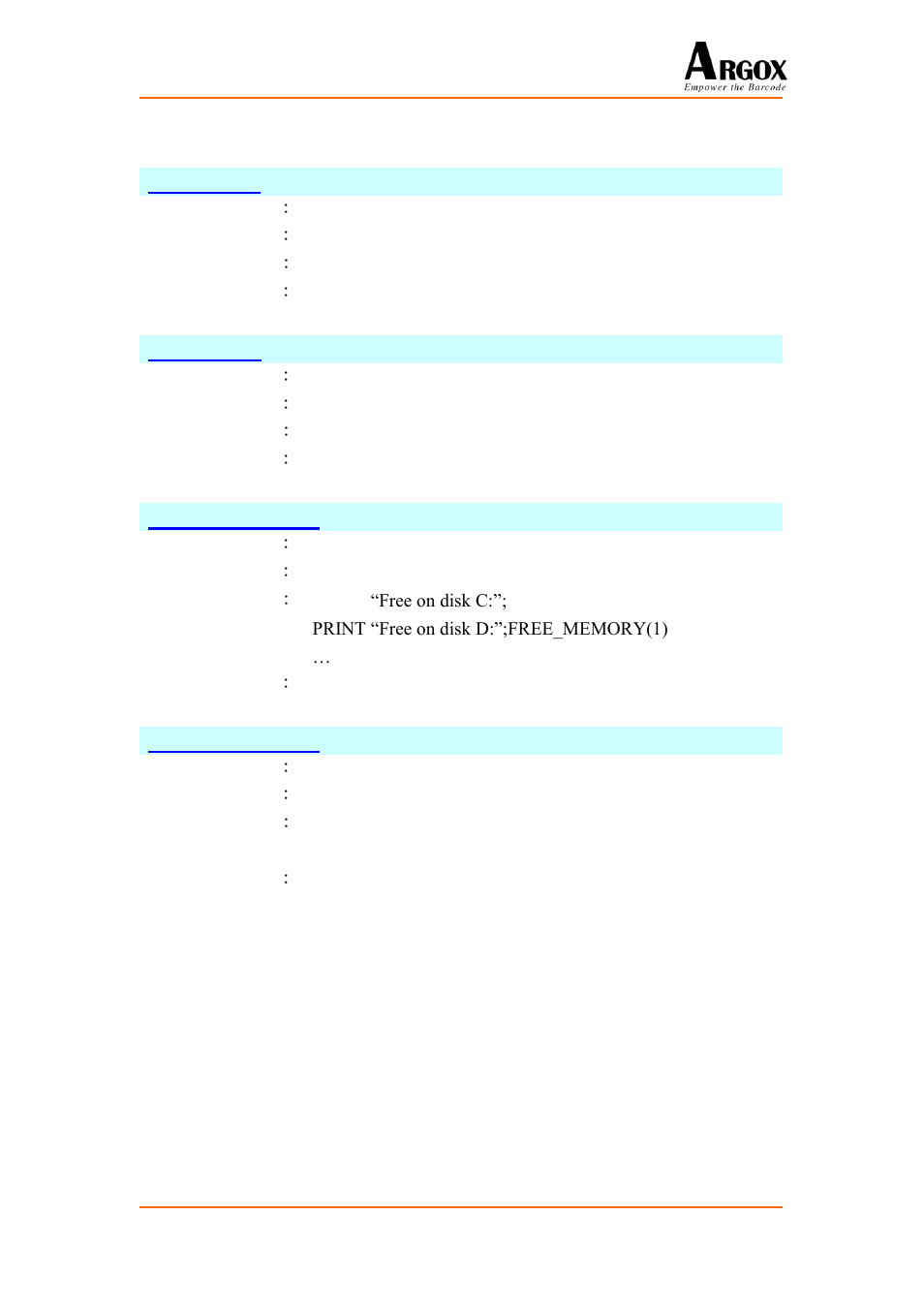 Memory commands | Argox PA-20 Basic Programming Manual User Manual | Page 95 / 143