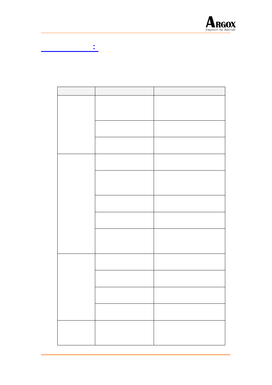 Appendix 1, Scan module (ccd) configuration table | Argox PA-20 Programming Guide User Manual | Page 110 / 130