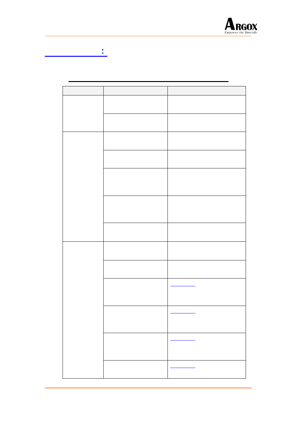 Appendix 2, Scan module (laser) configuration table, E “appendix 2 | Argox PA-20 Programming Guide User Manual | Page 122 / 130