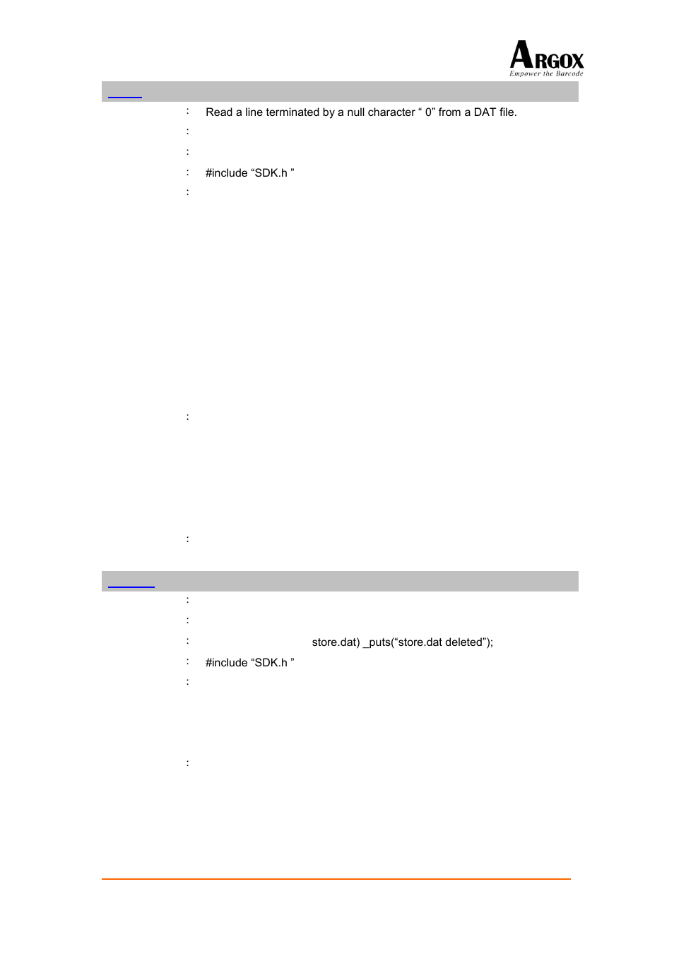 Readln, Remove | Argox PA-20 Programming Guide User Manual | Page 46 / 130