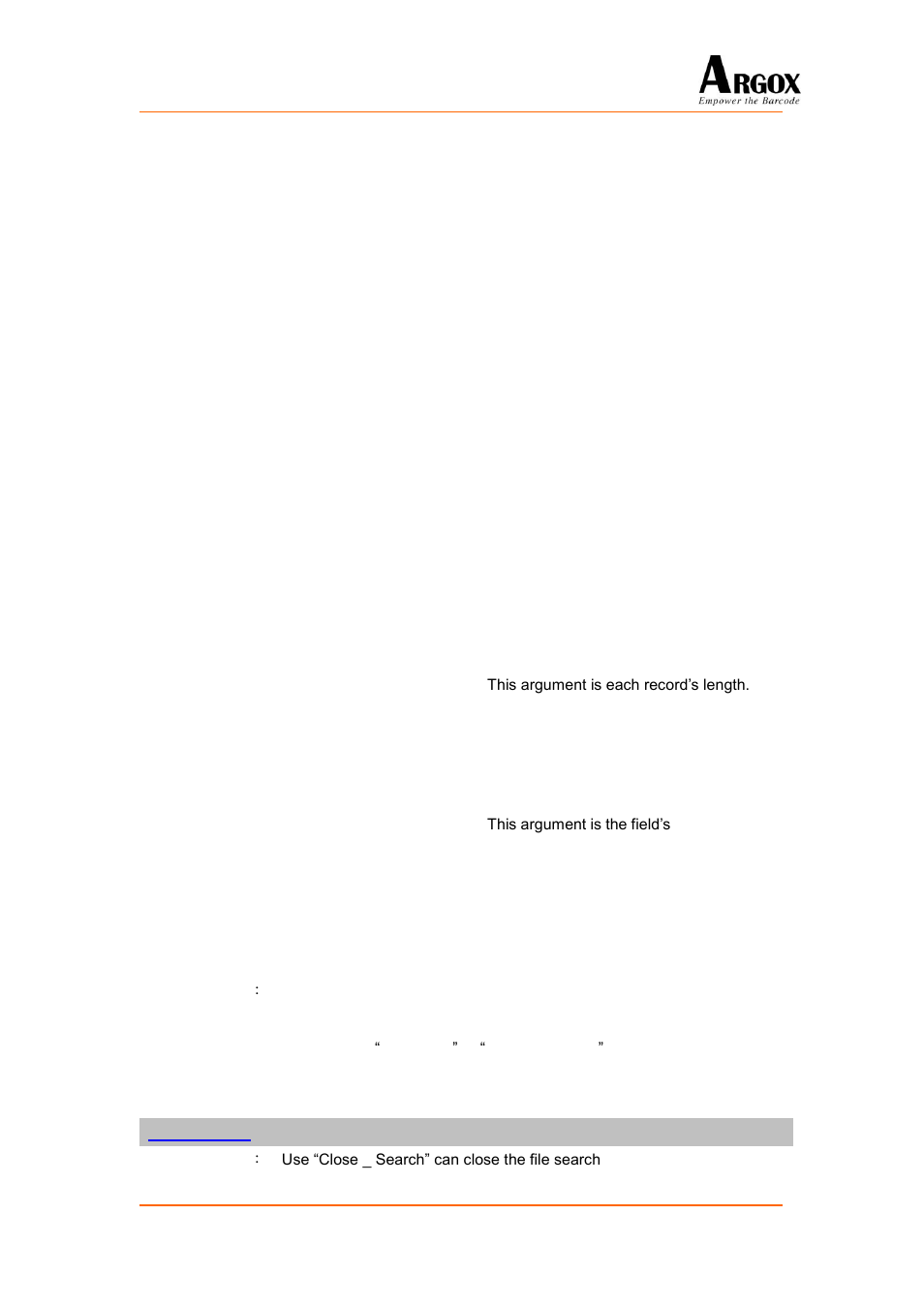 Close_search | Argox PA-20 Programming Guide User Manual | Page 59 / 130