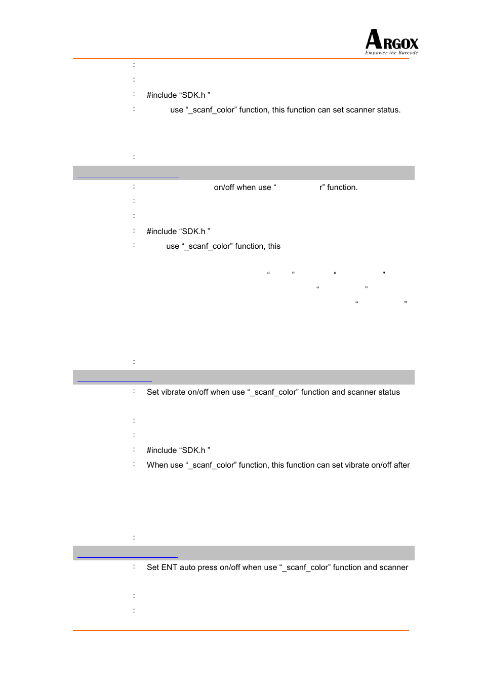 Scanf_ctrl_scannersleep, Scanf_ctrl_vibrate, Scanf_ctrl_scanwithent | Argox PA-20 Programming Guide User Manual | Page 75 / 130