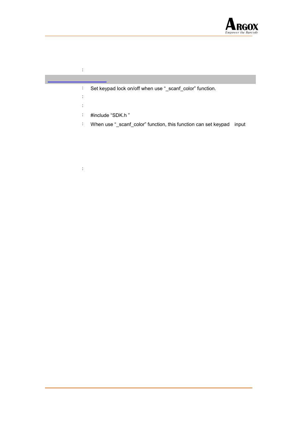 Scanf_ctrl_keypadlock | Argox PA-20 Programming Guide User Manual | Page 77 / 130