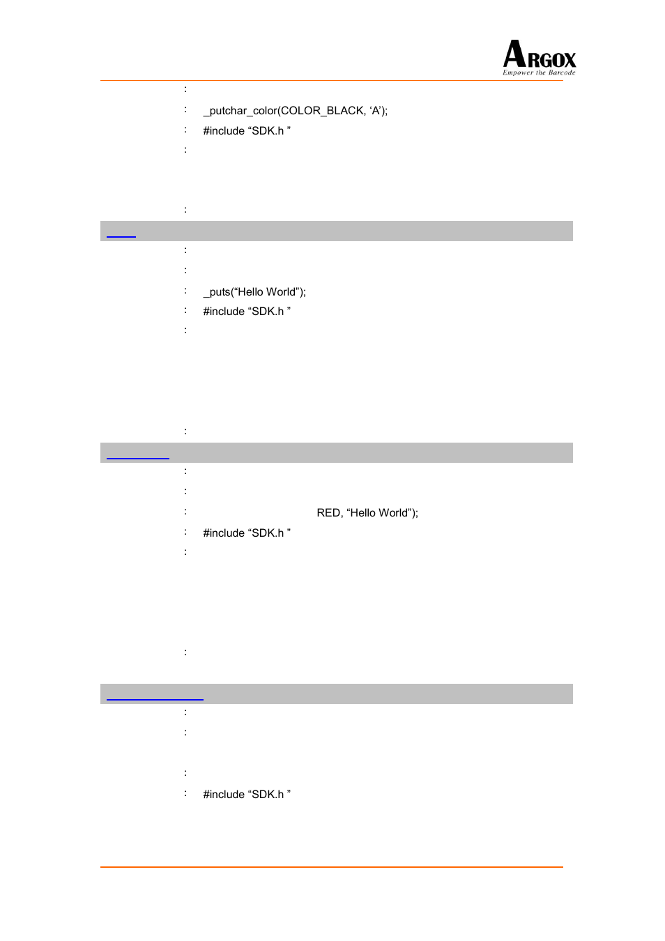 Puts, Puts_color, Show_image_bmp | Argox PA-20 Programming Guide User Manual | Page 83 / 130