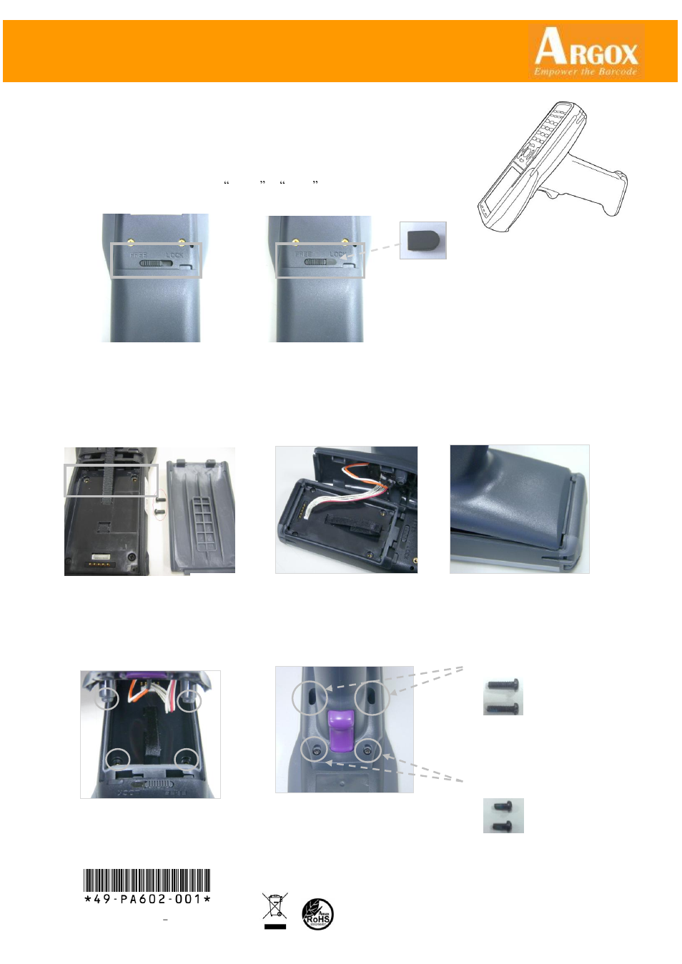Argox PA Pistol Grip User Manual | 1 page