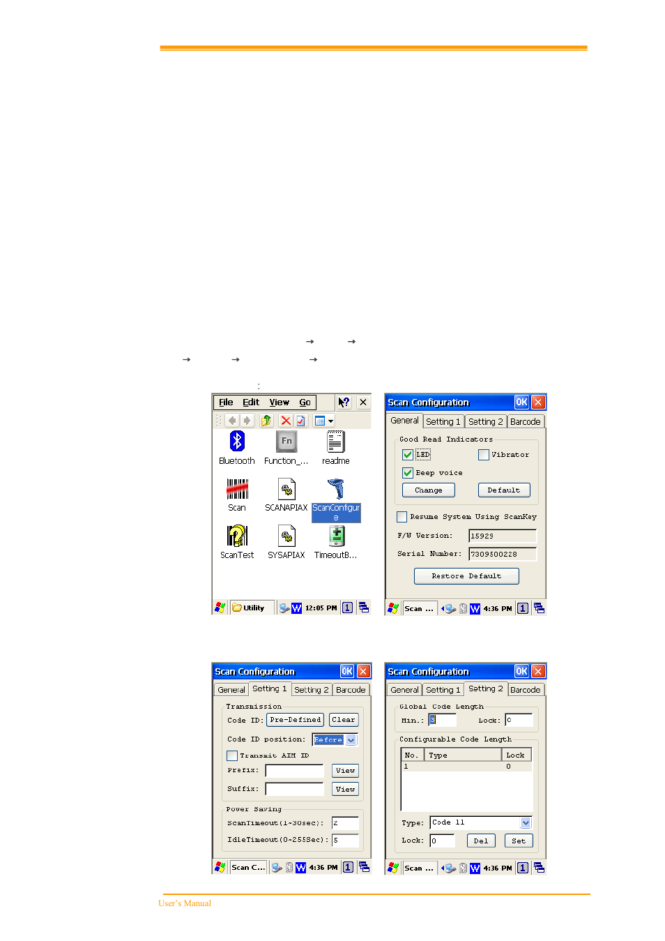 Scanning, Onfiguration, 1 scan configuration | Argox PT-90 User Manual | Page 53 / 89