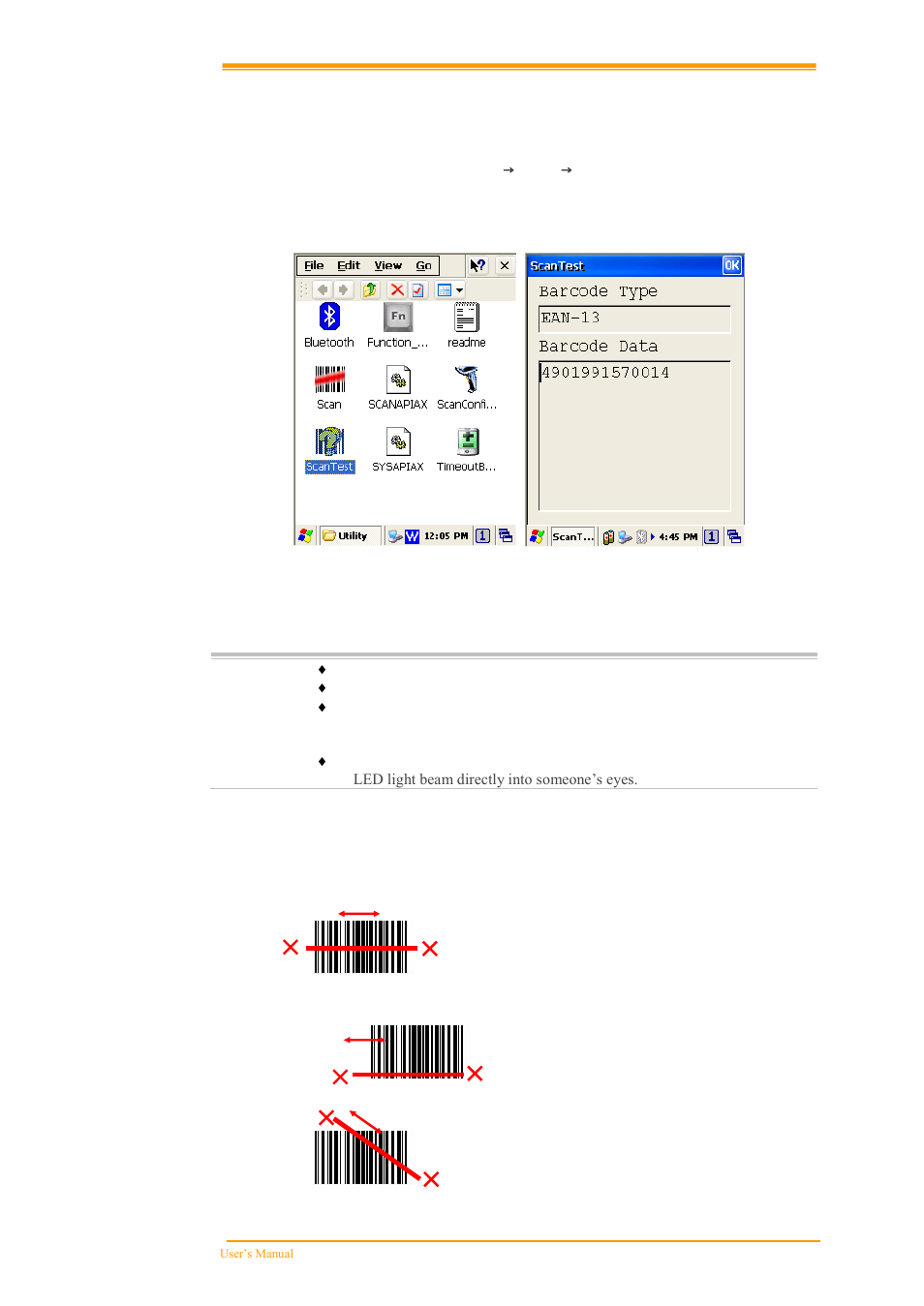 Can test, Eading barcode, 3 scan test | 4 reading barcode | Argox PT-90 User Manual | Page 56 / 89