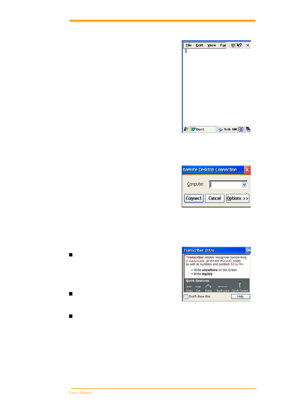 Icrosoft, Emote, Esktop | Onnection, Ranscriber, 3 microsoft wordpad, 4 remote desktop connection, 5 transcriber | Argox PT-90 User Manual | Page 61 / 89