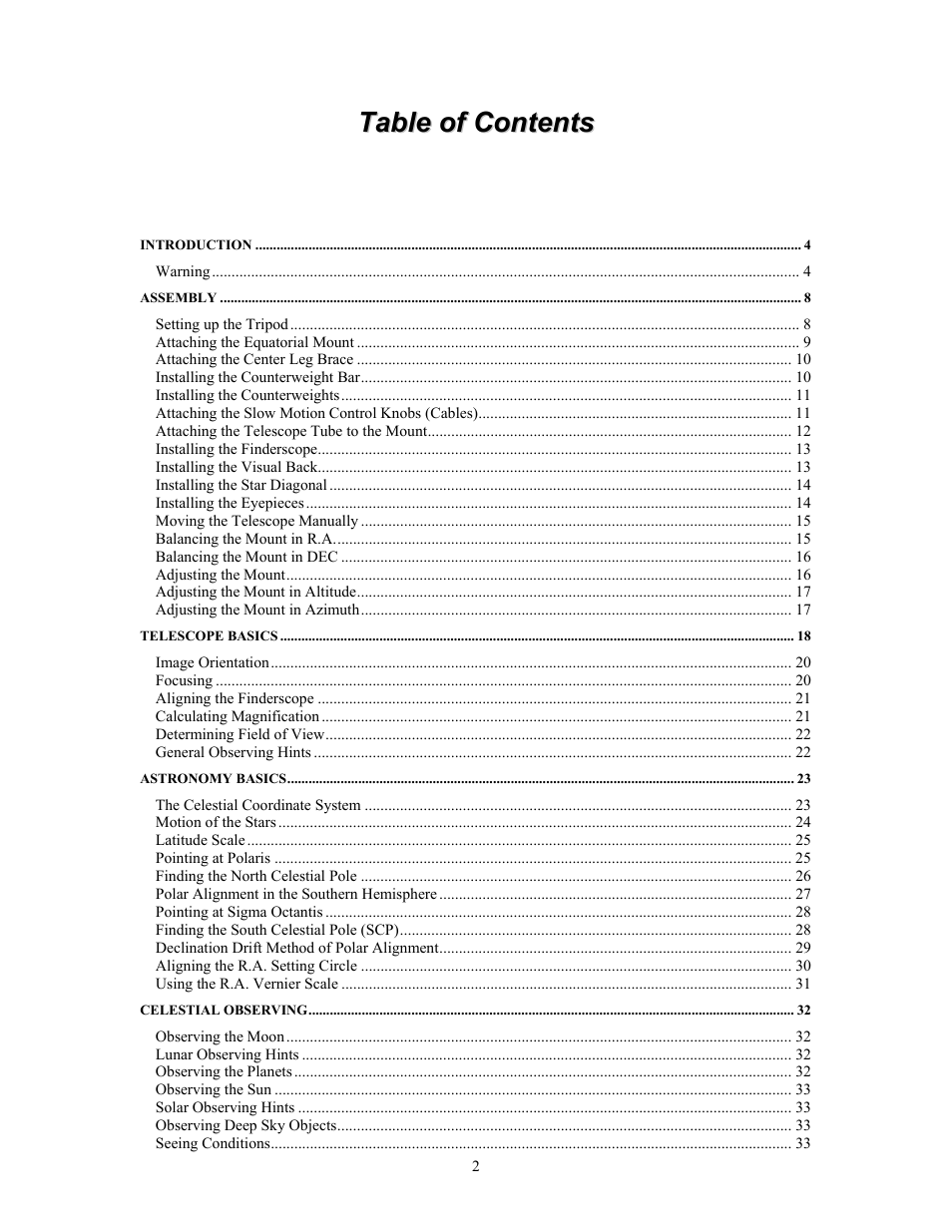 Celestron OMNI XLT 102 User Manual | Page 2 / 62