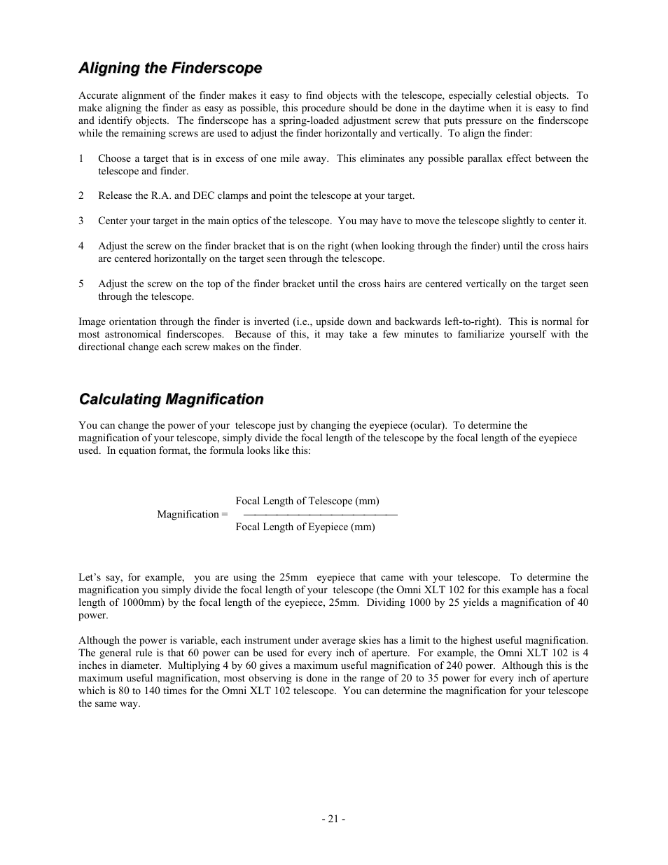 Celestron OMNI XLT 102 User Manual | Page 21 / 62