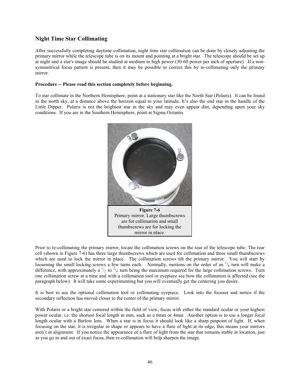 Night time star collimating | Celestron OMNI XLT 102 User Manual | Page 46 / 62