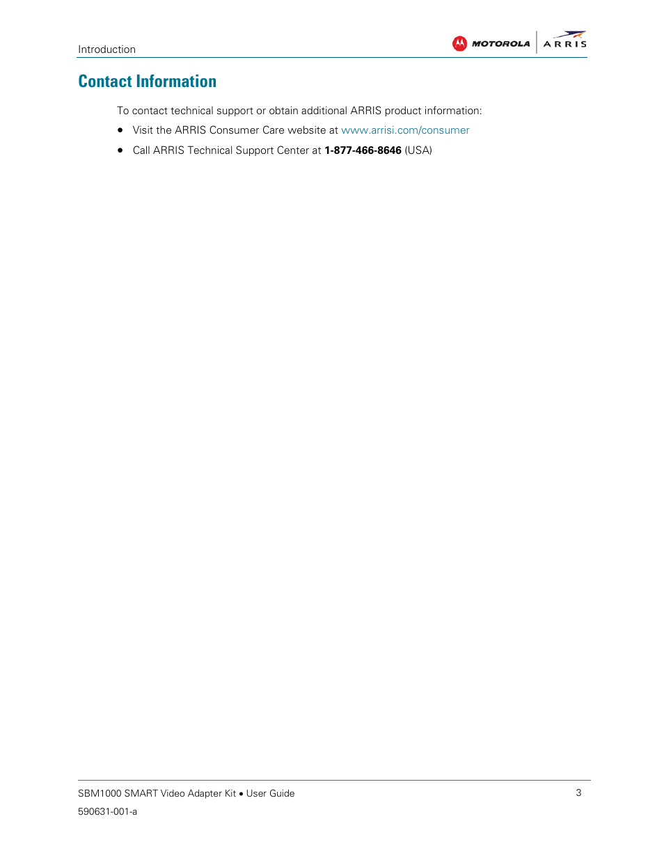 Contact information | ARRIS SBM1000 User Guide User Manual | Page 11 / 82