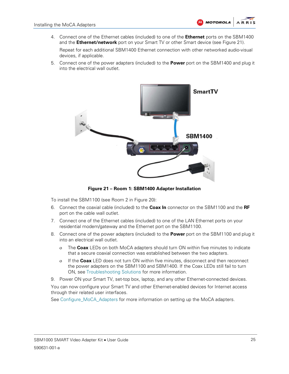 Figure 21 – room 1: sbm1400 adapter installation | ARRIS SBM1000 User Guide User Manual | Page 33 / 82