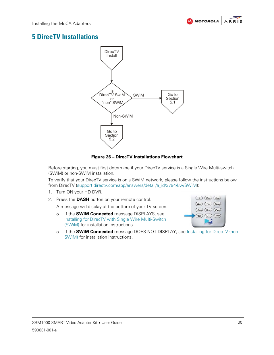 5 directv installations, Figure 26 – directv installations flowchart | ARRIS SBM1000 User Guide User Manual | Page 38 / 82
