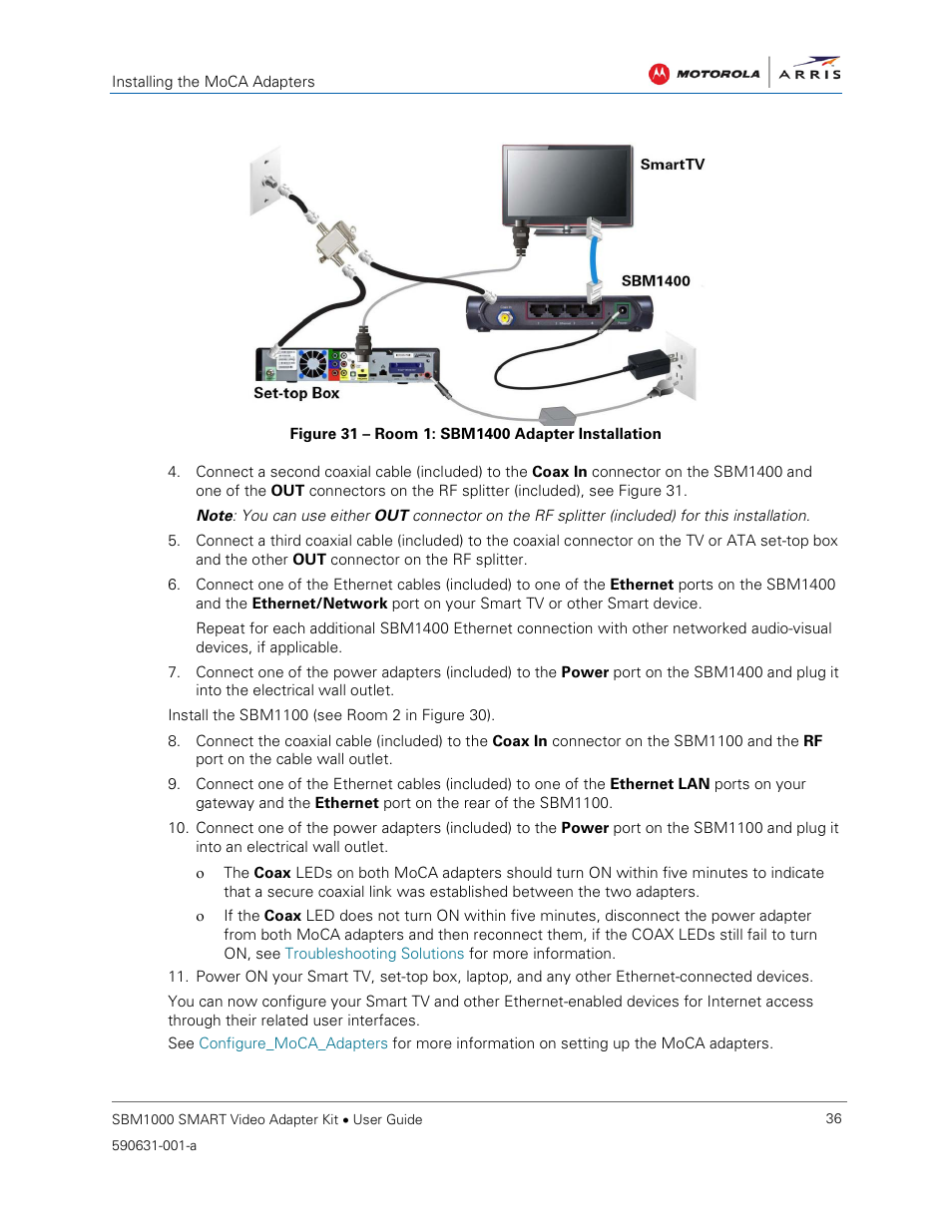 Figure 31 – room 1: sbm1400 adapter installation | ARRIS SBM1000 User Guide User Manual | Page 44 / 82