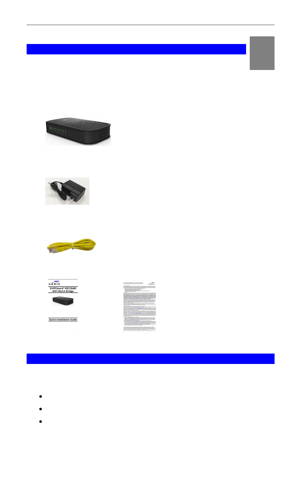 Package contents, What you need | ARRIS WECB460 User Manual | Page 3 / 20