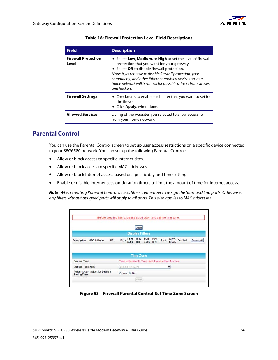 Parental control | ARRIS SBG6580 User Guide User Manual | Page 67 / 74