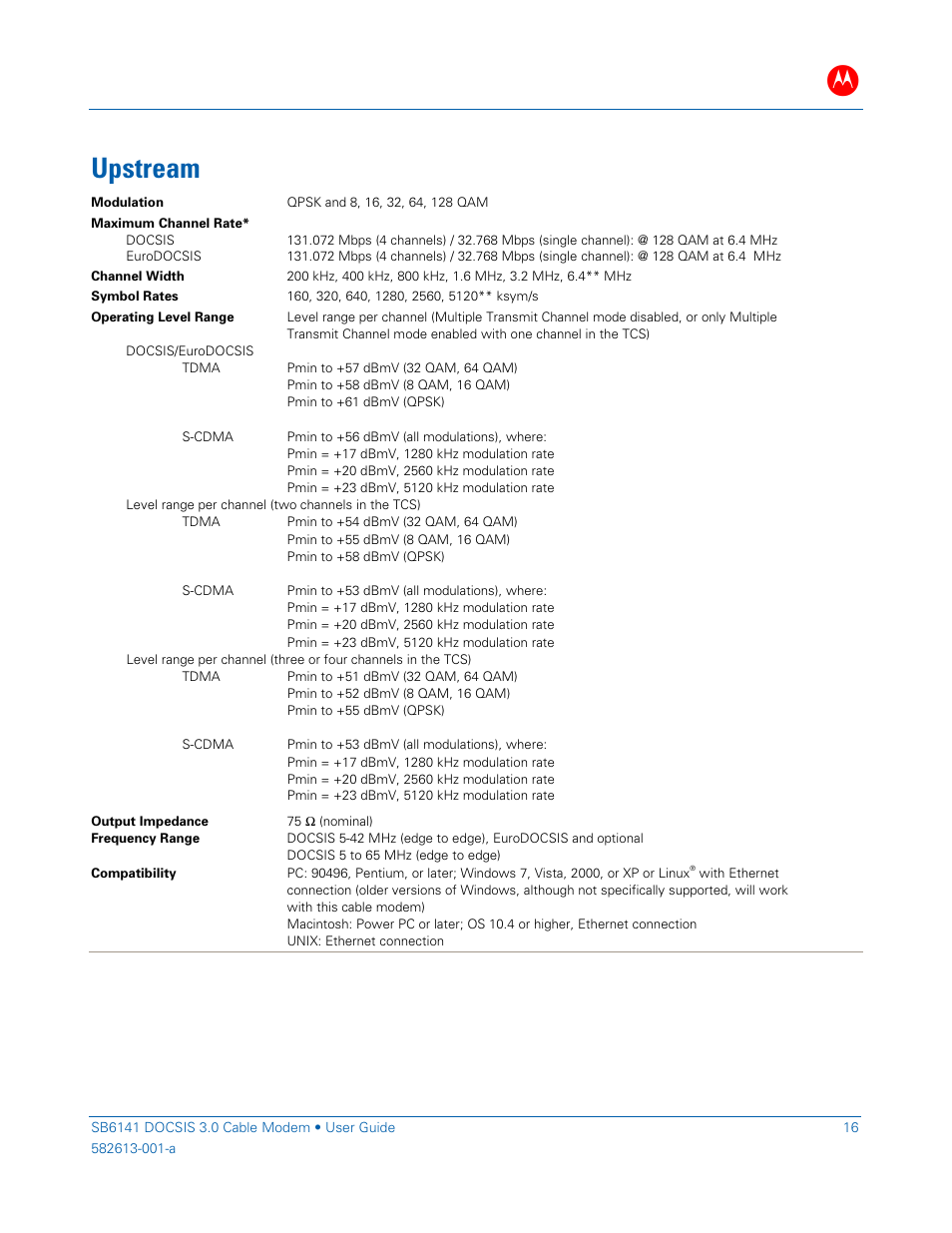 Upstream | ARRIS SB6141 User Guide User Manual | Page 21 / 24