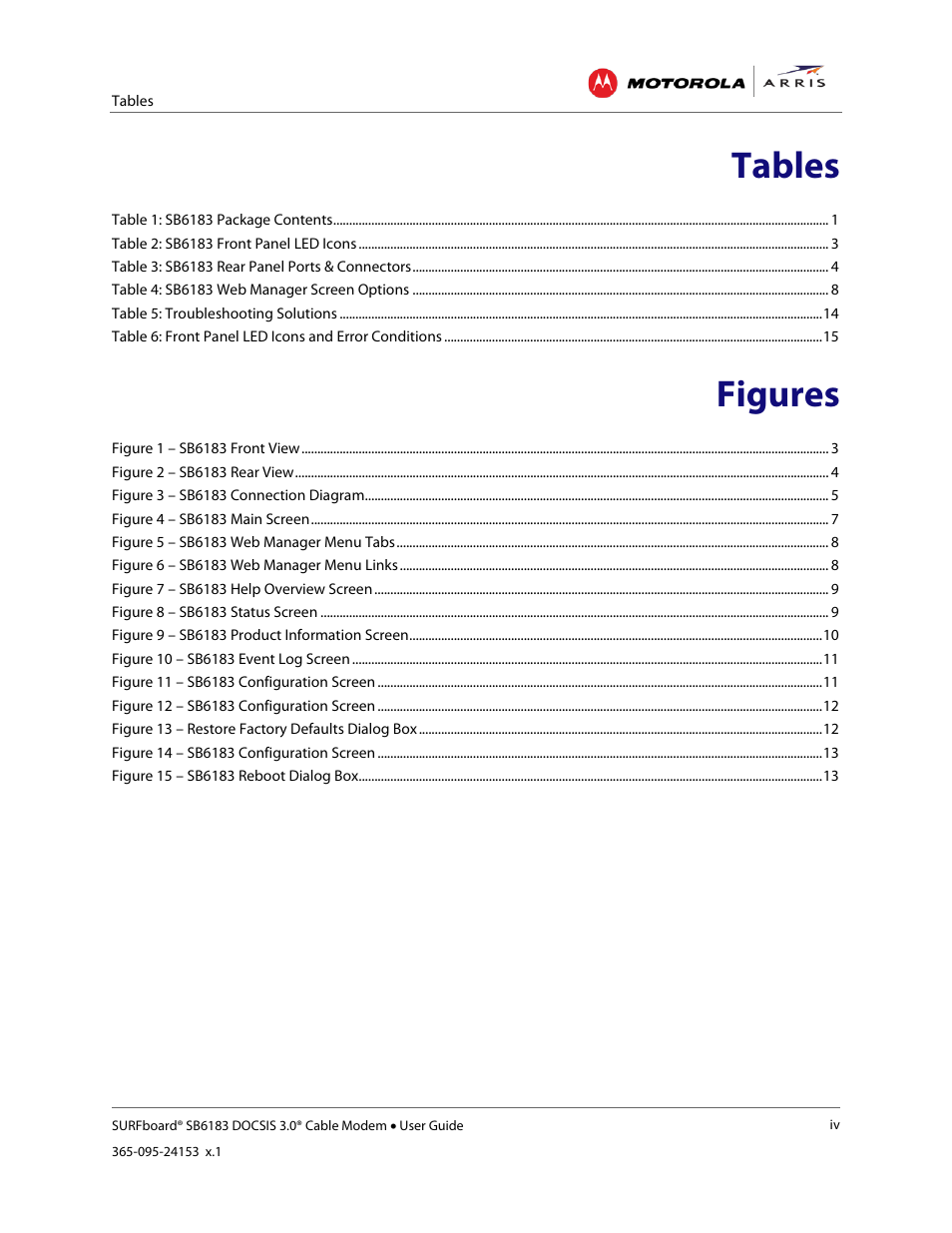 Tables, Figures | ARRIS SB6183 User Guide User Manual | Page 6 / 24