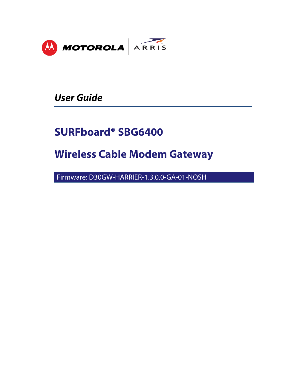 ARRIS SBG6400 User Guide User Manual | 59 pages