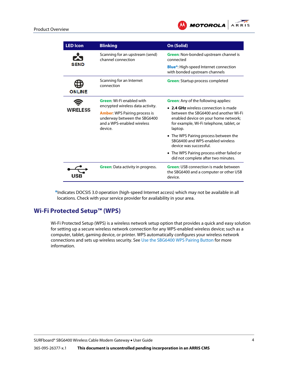 Wi-fi protected setup™ (wps) | ARRIS SBG6400 User Guide User Manual | Page 13 / 59