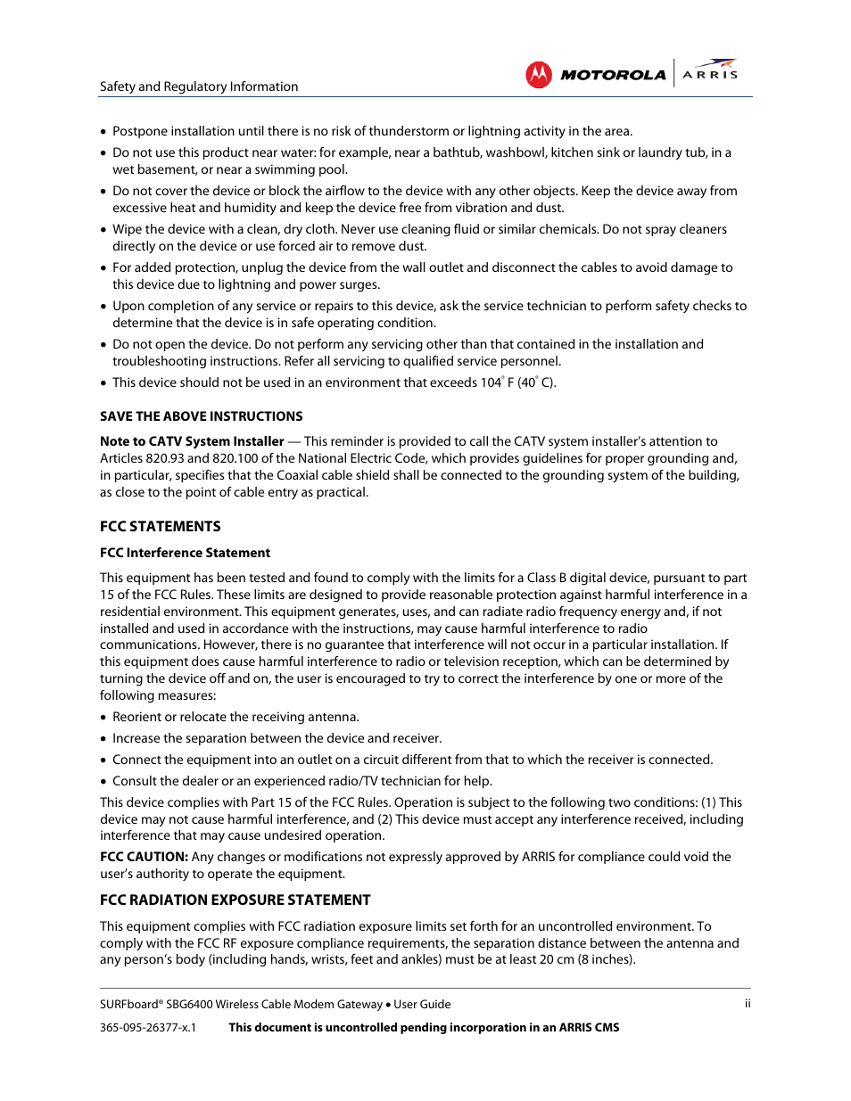 ARRIS SBG6400 User Guide User Manual | Page 4 / 59