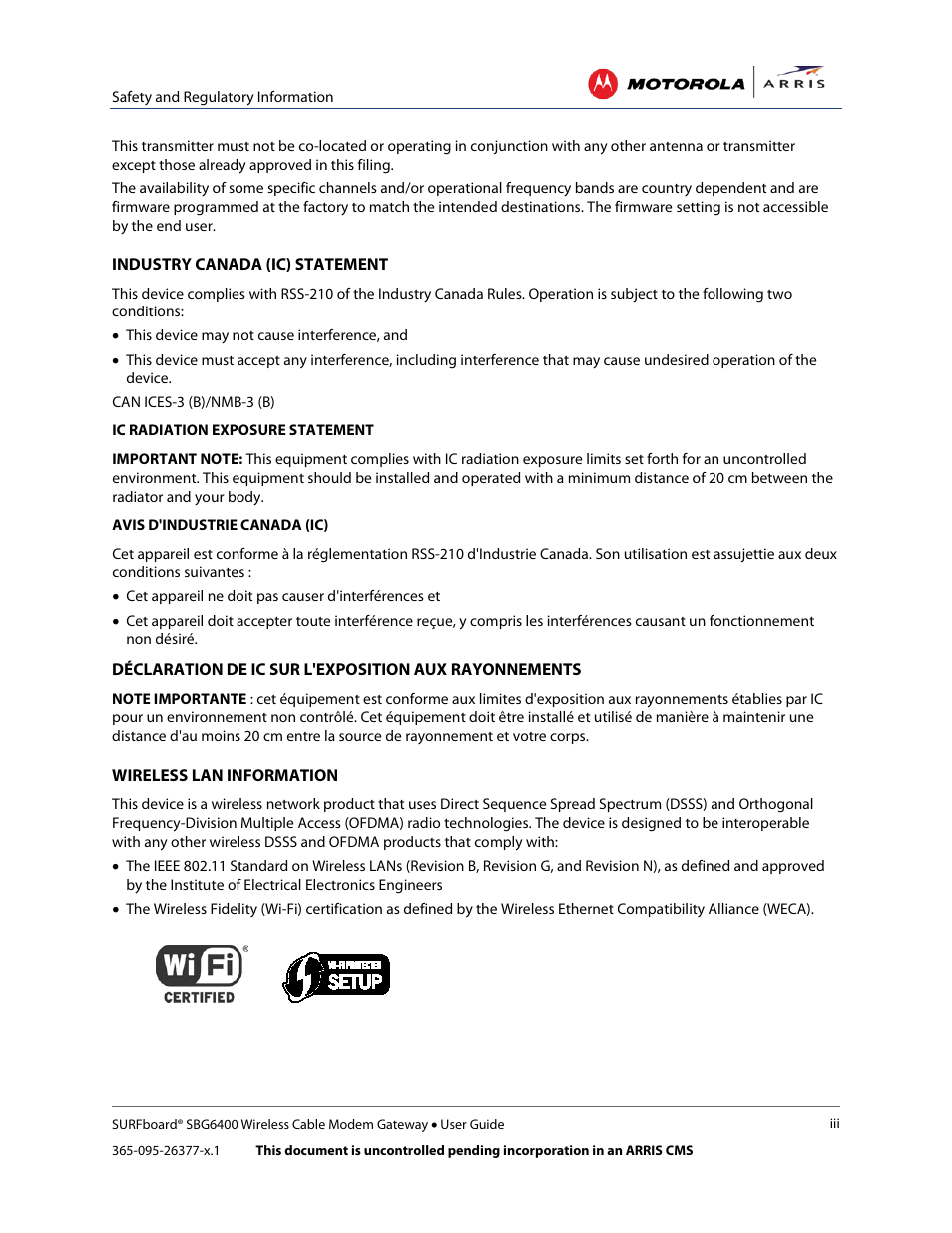 ARRIS SBG6400 User Guide User Manual | Page 5 / 59