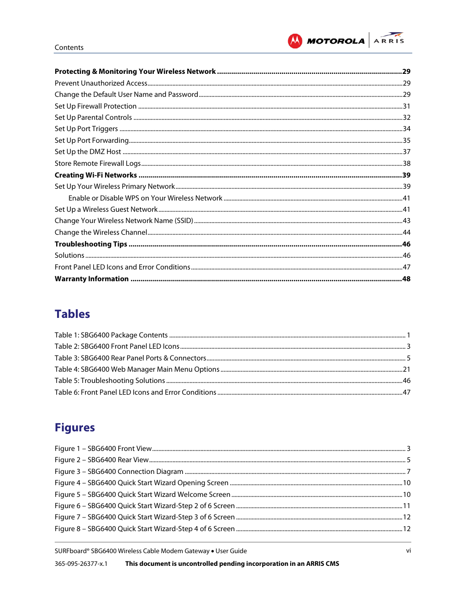 Tables, Figures | ARRIS SBG6400 User Guide User Manual | Page 8 / 59