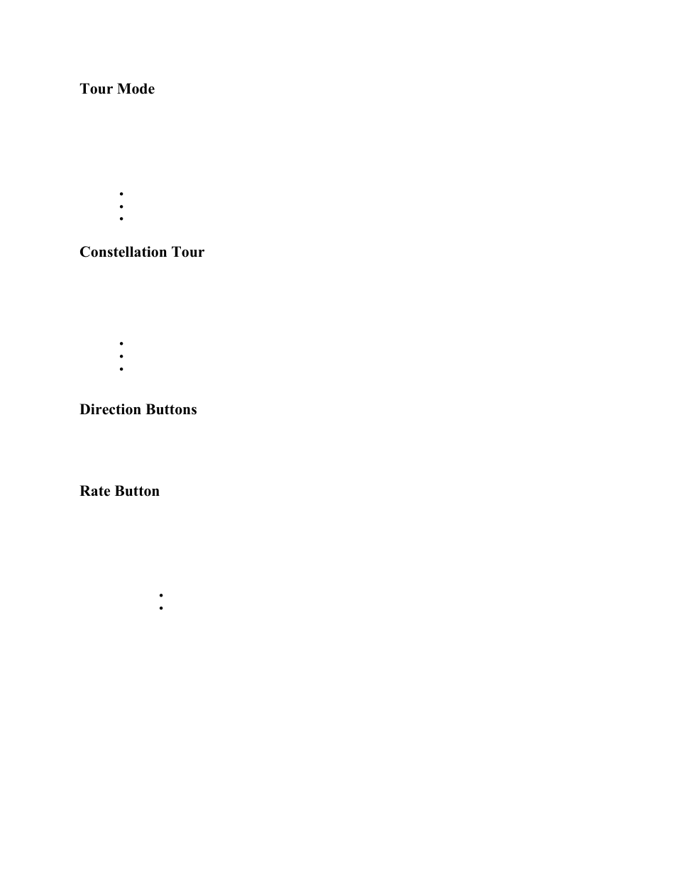 Tour mode, Constellation tour, Direction buttons | Rate button | Celestron C100ED-R User Manual | Page 21 / 67