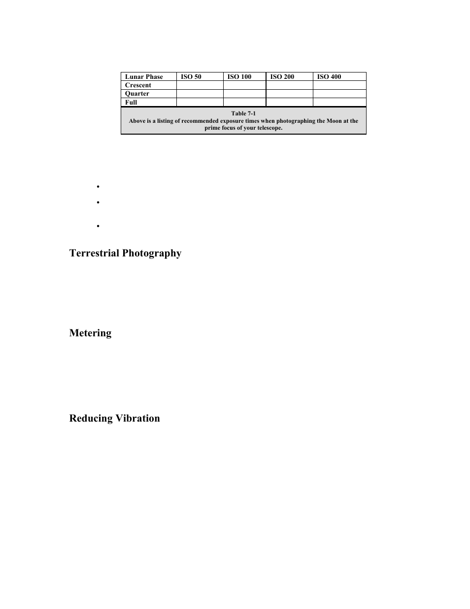 Terrestrial photography, Metering, Reducing vibration | Celestron C100ED-R User Manual | Page 42 / 67