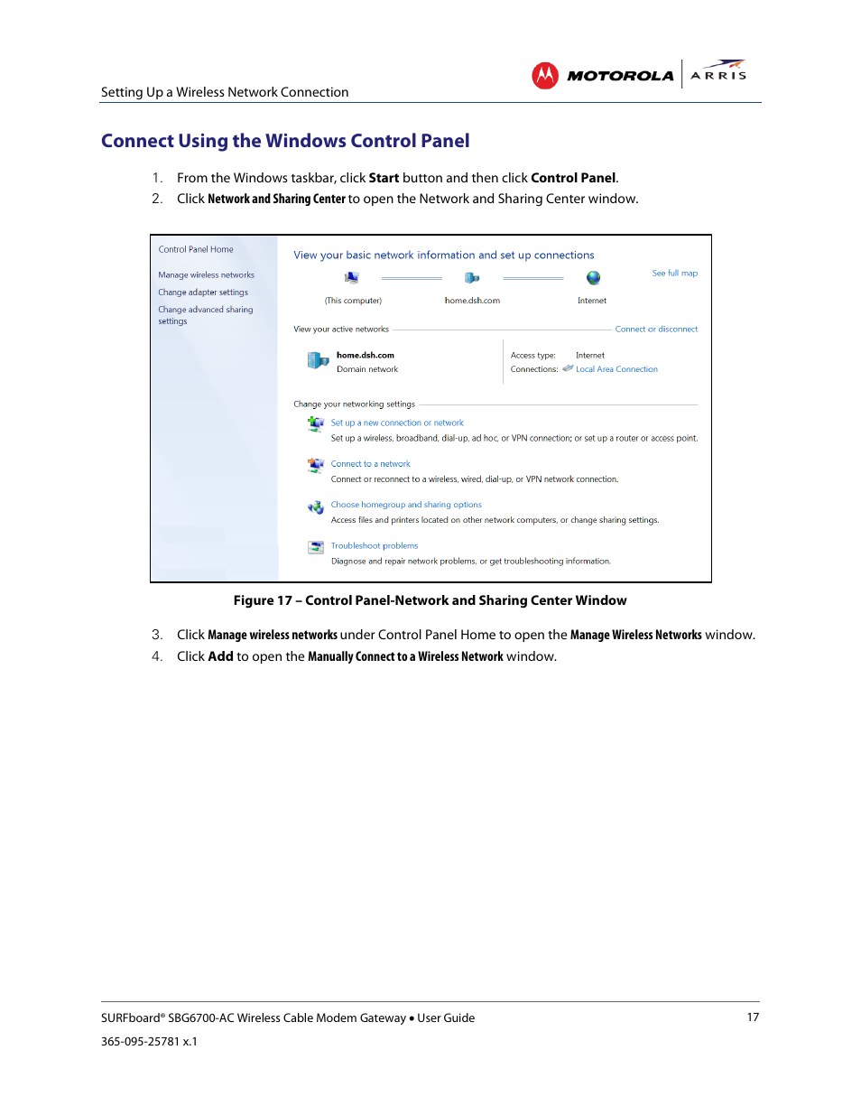 Connect using the windows control panel | ARRIS SBG6700 User Guide User Manual | Page 28 / 86