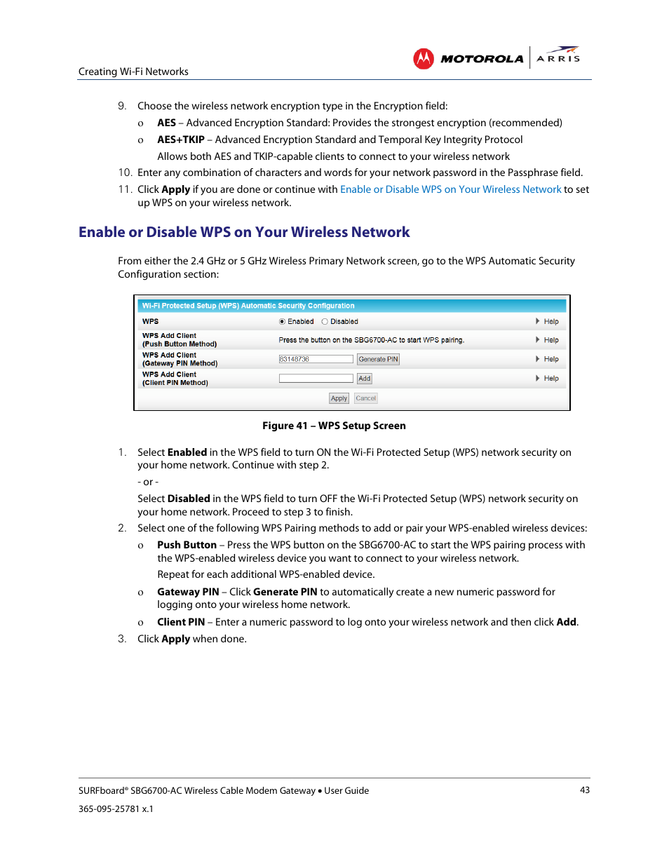 Enable or disable wps on your wireless network, Change your wireless network name (ssid), Change the wireless channel | Table 5: troubleshooting solutions | ARRIS SBG6700 User Guide User Manual | Page 54 / 86