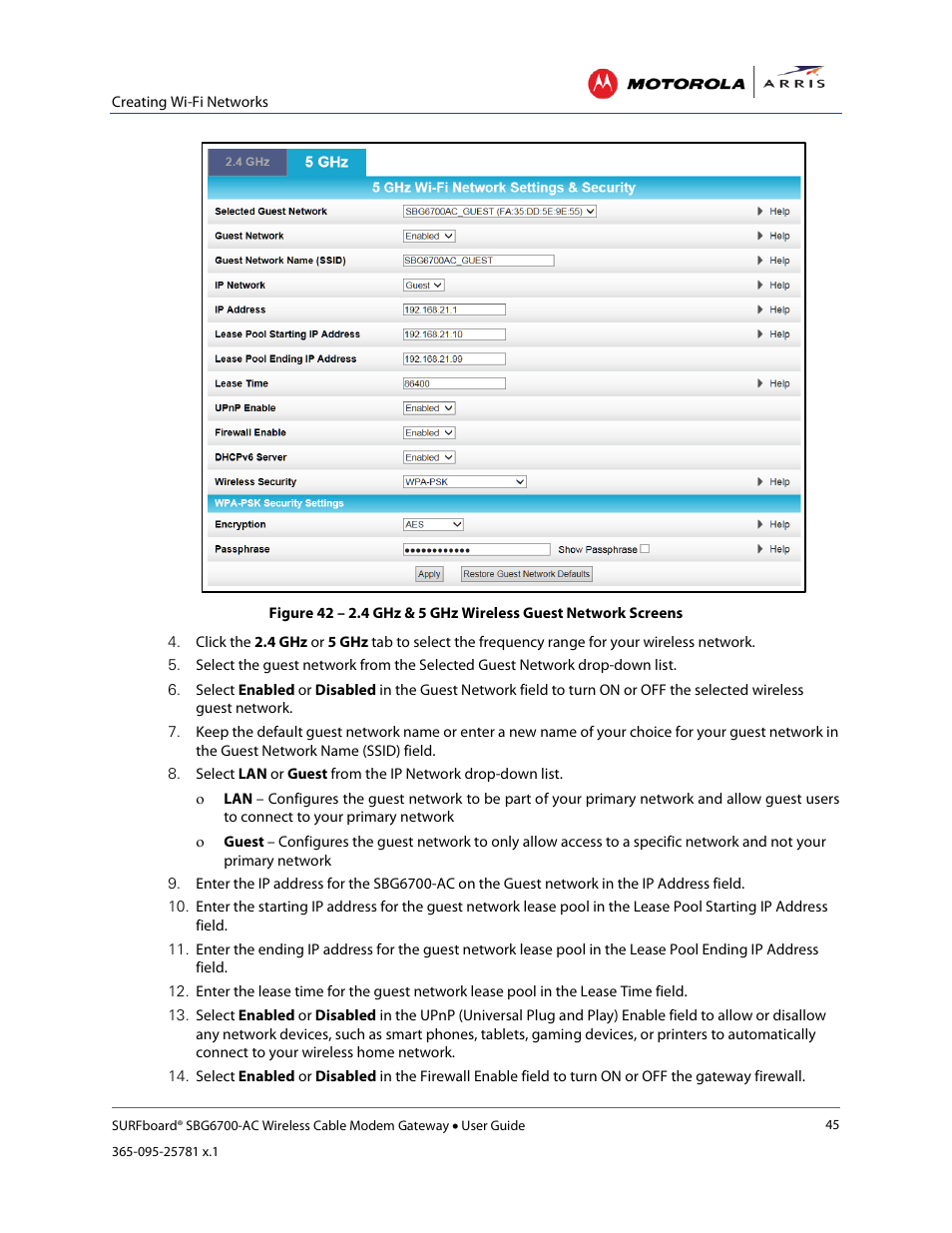 Solutions, Front panel led icons and error conditions, Eway configuration screen definitions | Figure 41 – wps setup screen | ARRIS SBG6700 User Guide User Manual | Page 56 / 86