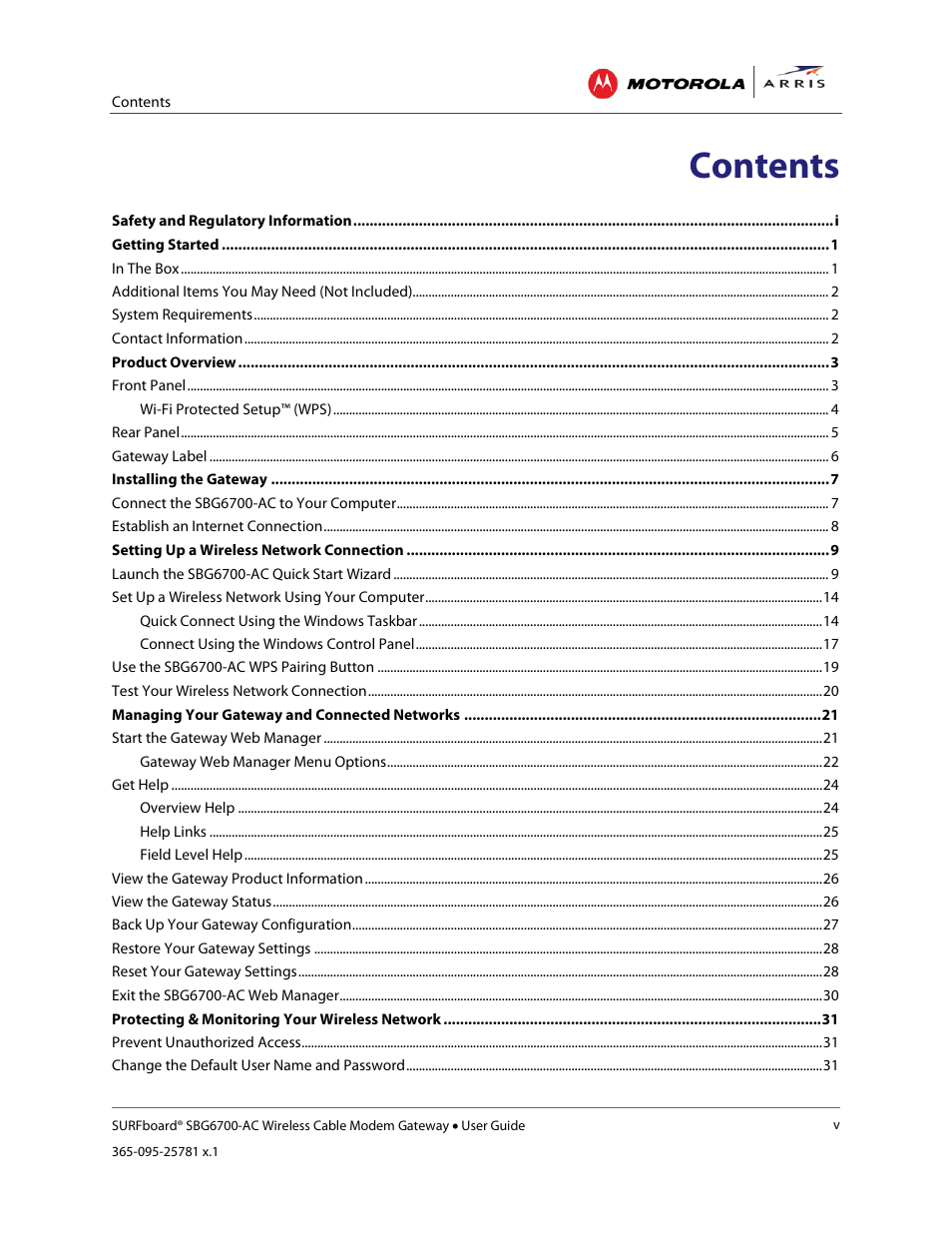 ARRIS SBG6700 User Guide User Manual | Page 7 / 86