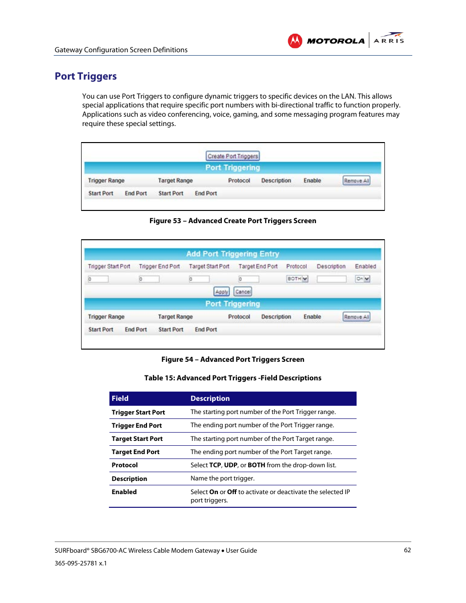 Port triggers, Protection level, Figure 57 – advanced dmz host screen | ARRIS SBG6700 User Guide User Manual | Page 73 / 86