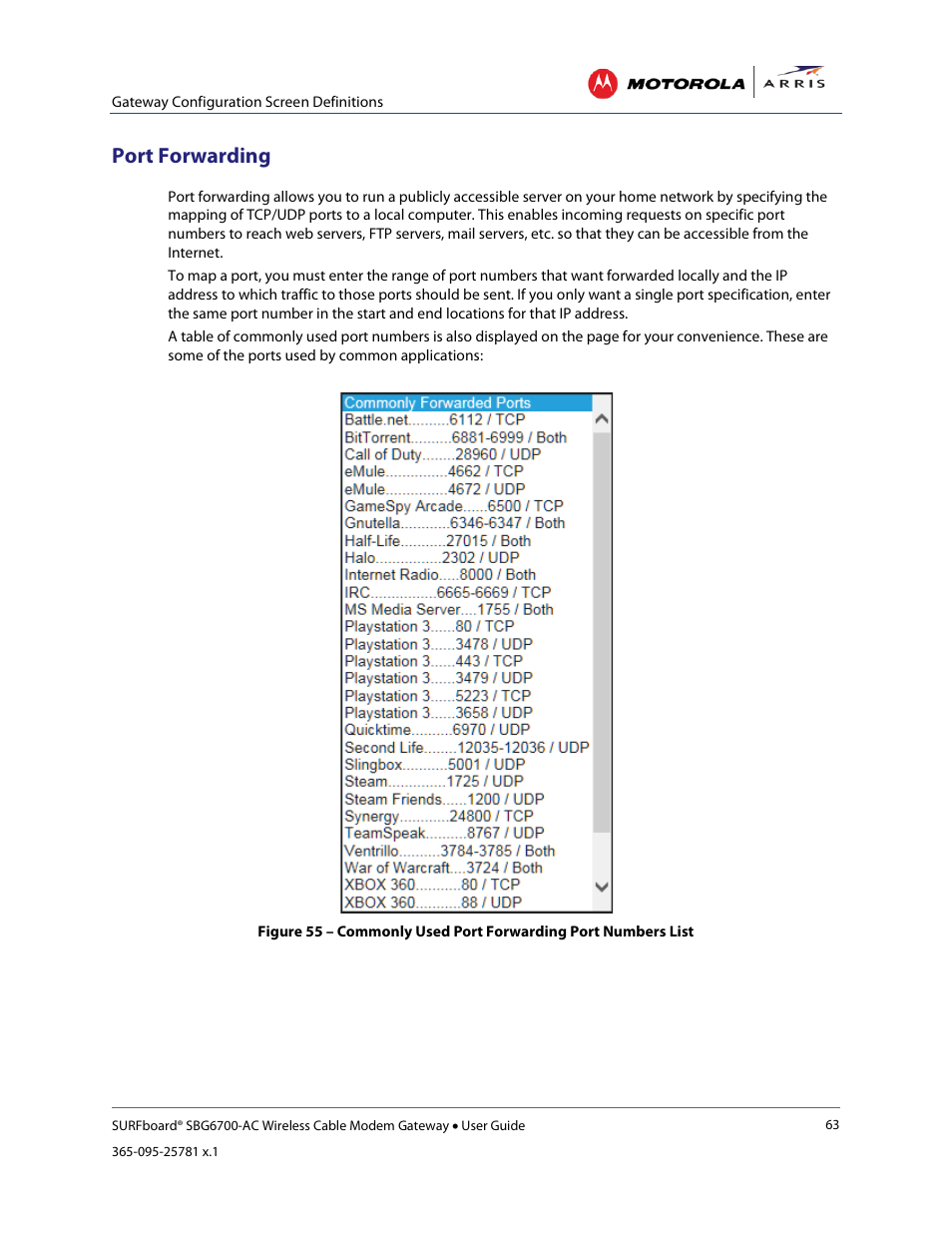 Port forwarding, Parental control, Figure 58 – firewall protection level screen | ARRIS SBG6700 User Guide User Manual | Page 74 / 86