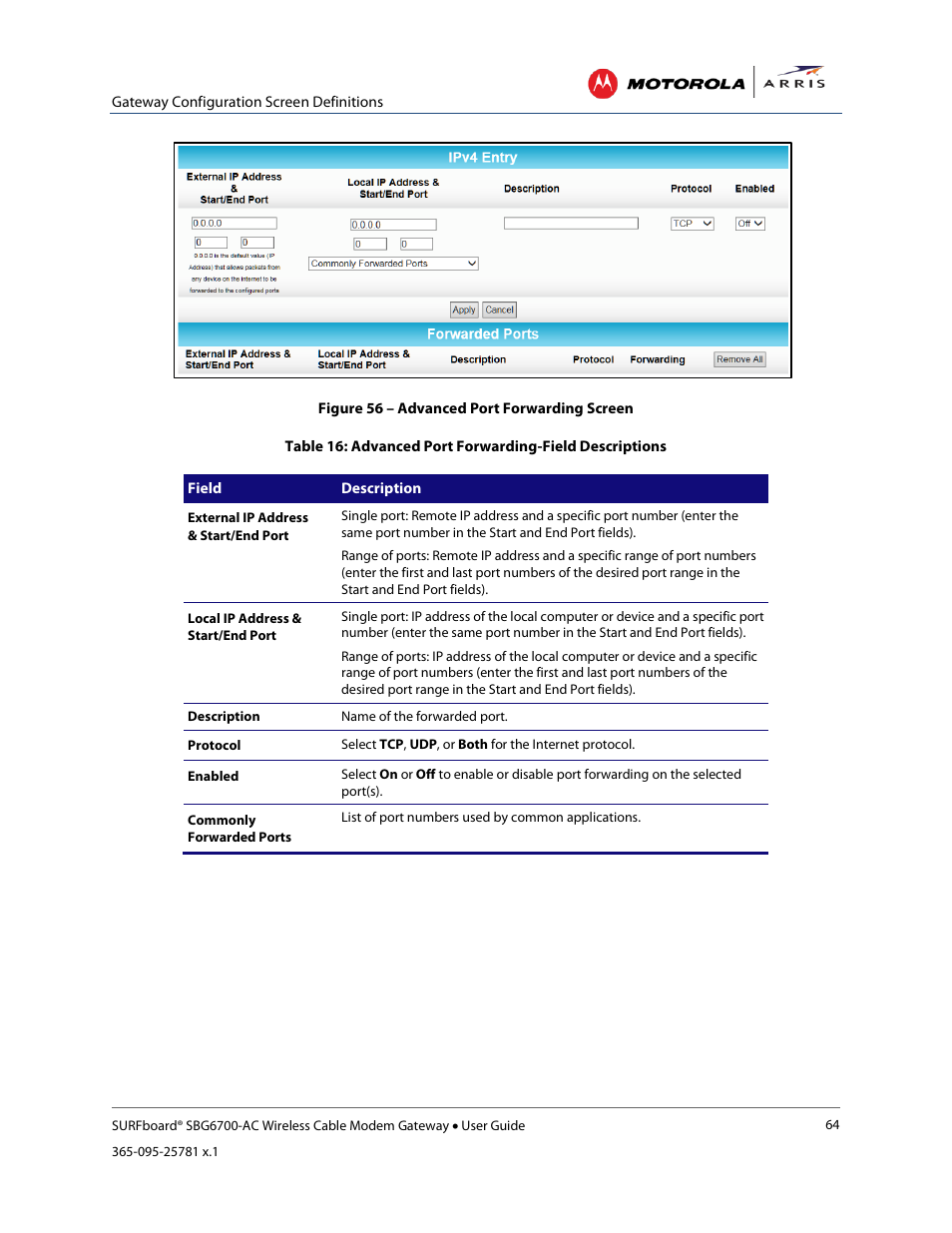 Table 21: firewall local log -field descriptions | ARRIS SBG6700 User Guide User Manual | Page 75 / 86