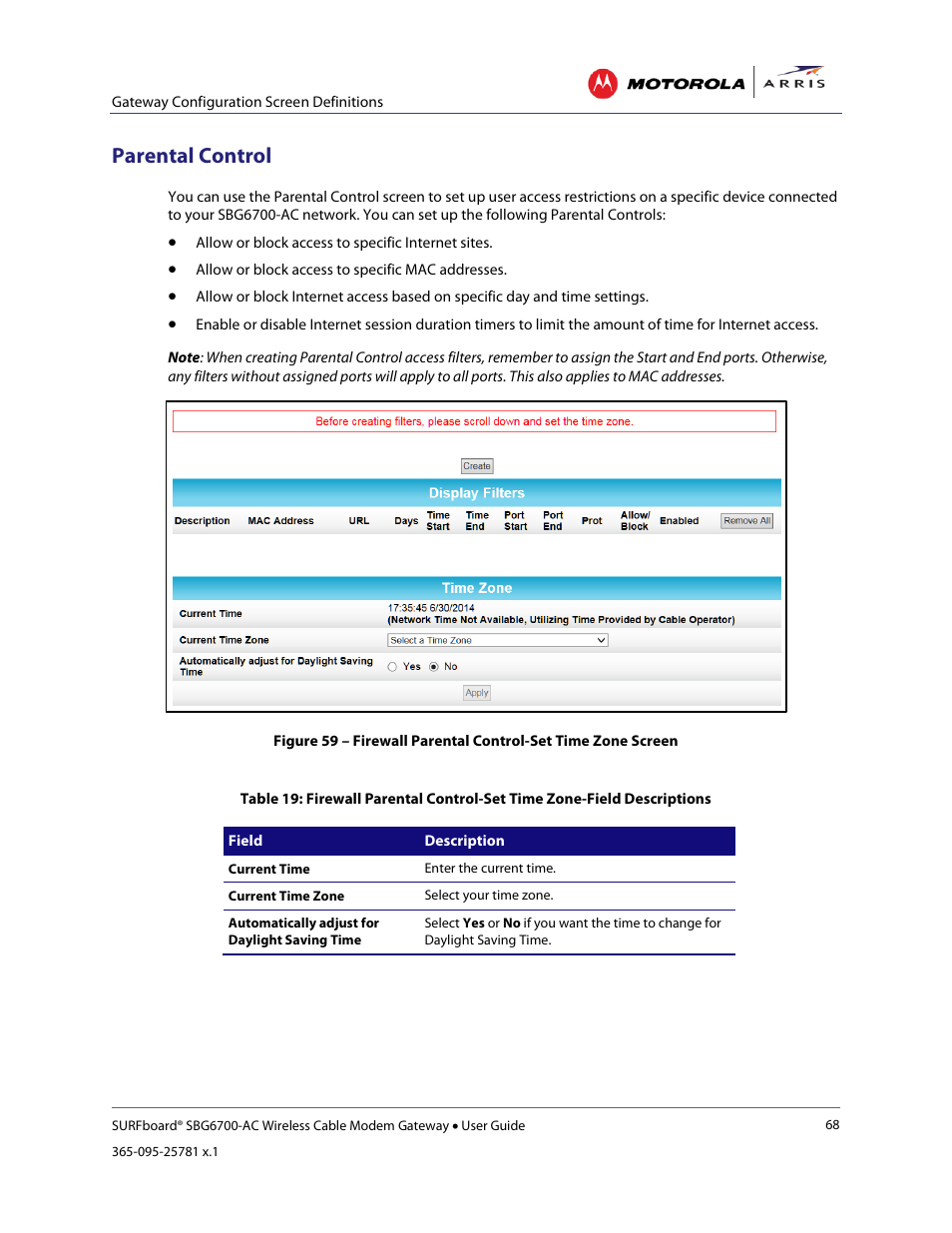 Parental control | ARRIS SBG6700 User Guide User Manual | Page 79 / 86
