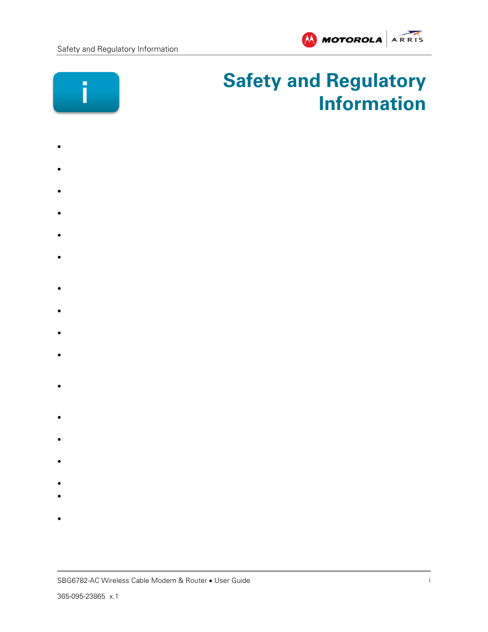 Safety and regulatory information | ARRIS SBG6782 AC User Guide User Manual | Page 3 / 55