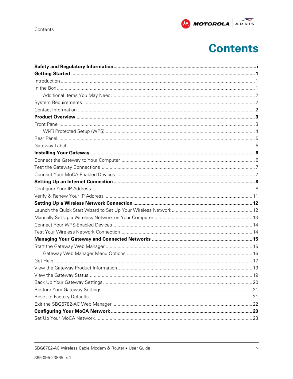ARRIS SBG6782 AC User Guide User Manual | Page 7 / 55