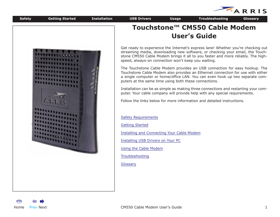 ARRIS CM550 User Manual | 40 pages