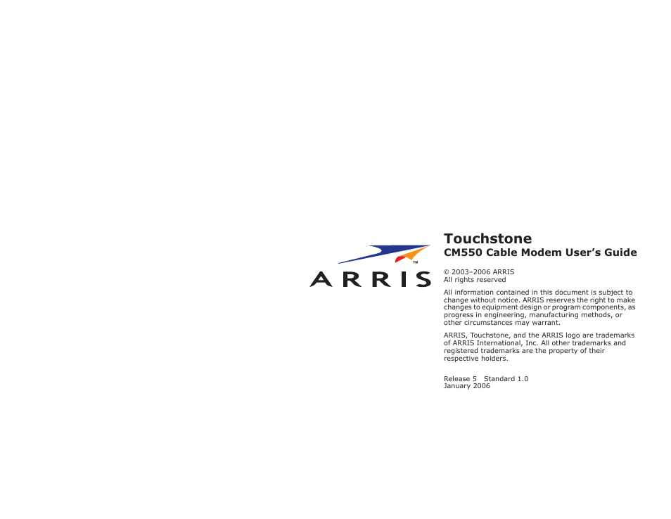 Touchstone | ARRIS CM550 User Manual | Page 40 / 40