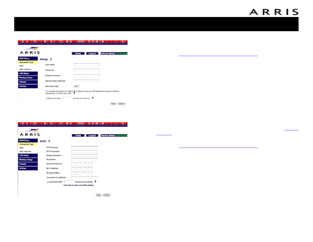 Pppoe, Pptp | ARRIS WTM552 User Guide User Manual | Page 33 / 79