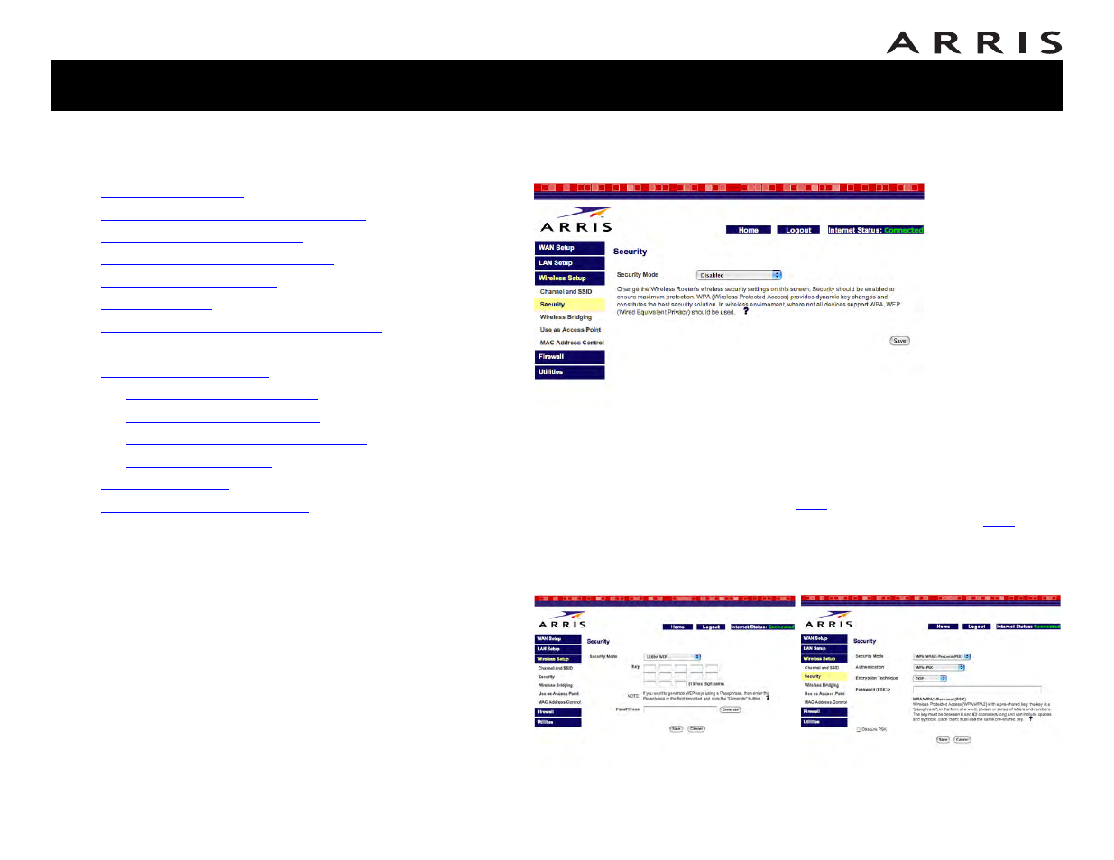 Configuring wireless security | ARRIS WTM552 User Guide User Manual | Page 38 / 79